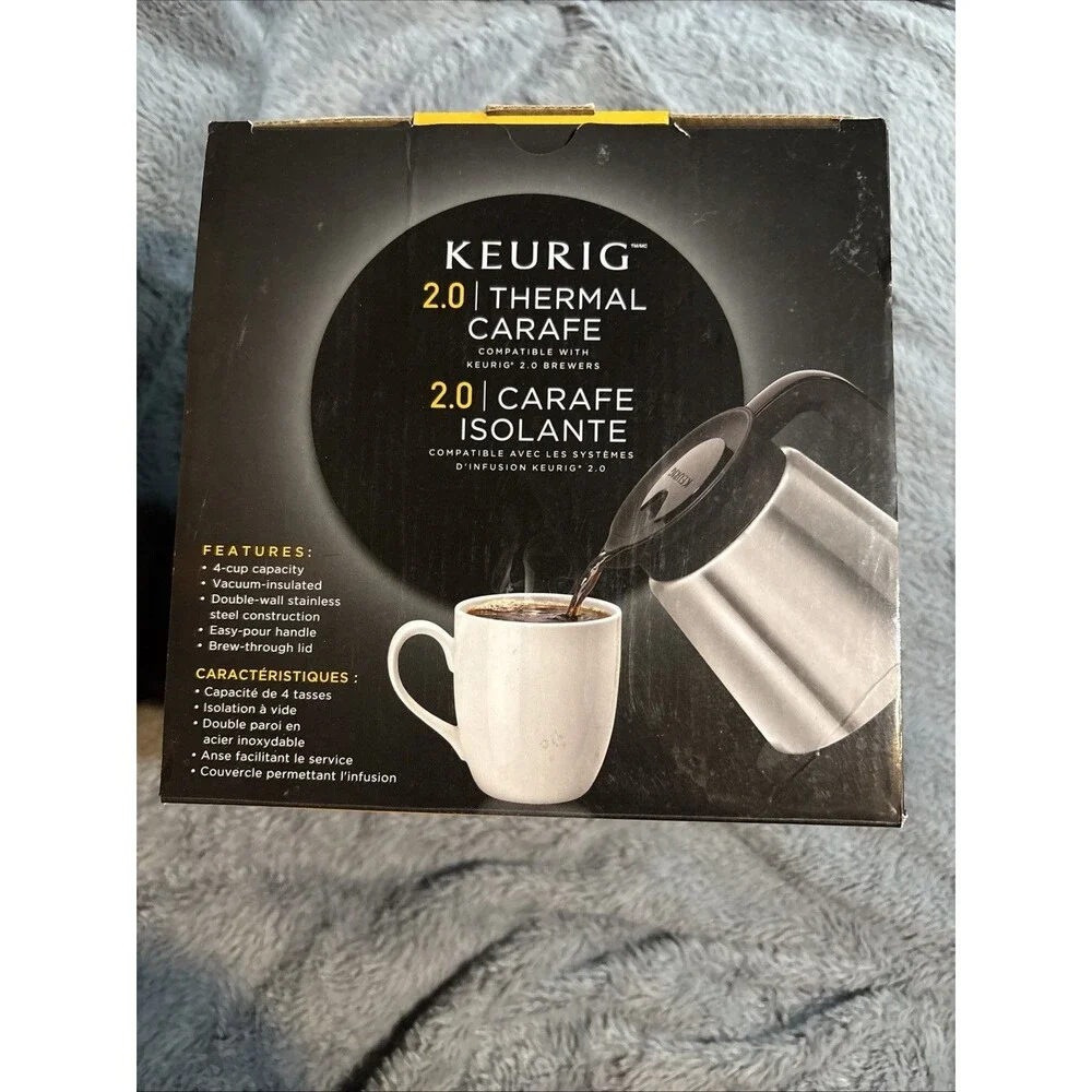 Keurig 2.0 Coffee Carafe Isolante - Silver/Black~NEW IN THE BOX